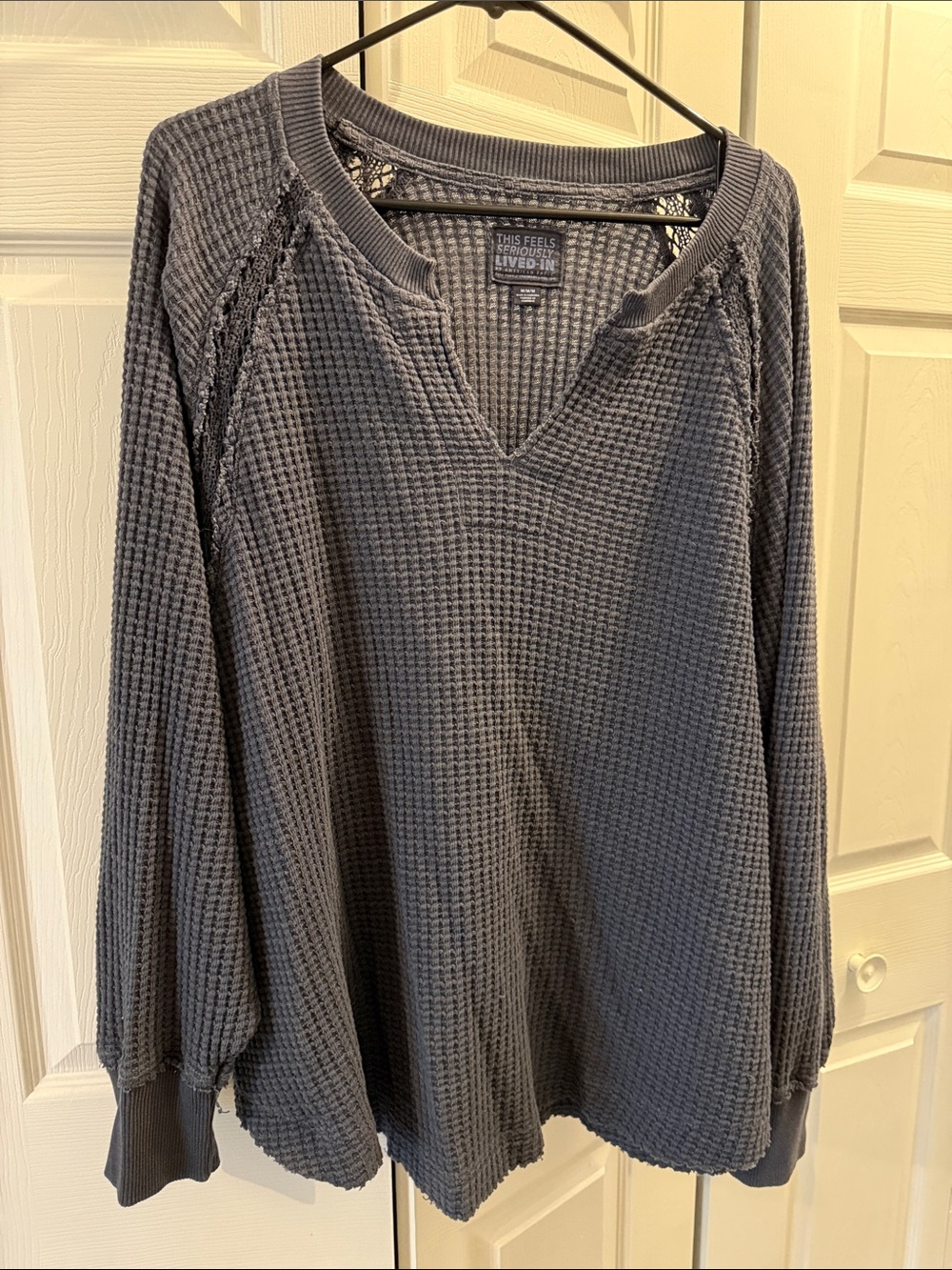American Eagle Outfitters Navy Waffle Thermal Top